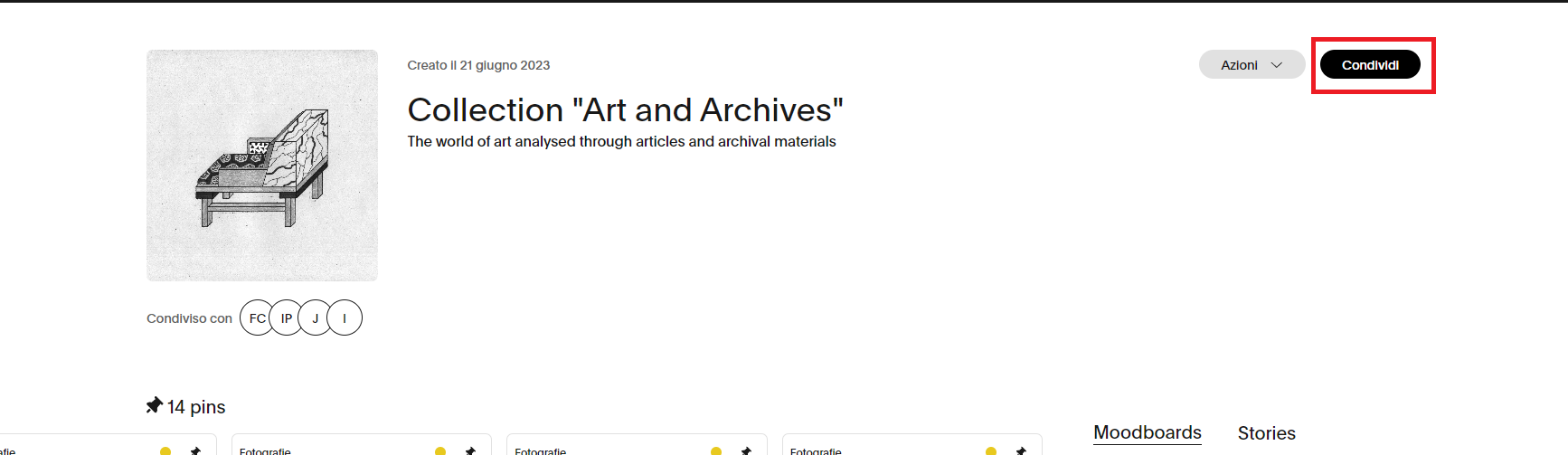 immagine collezione tab condividi